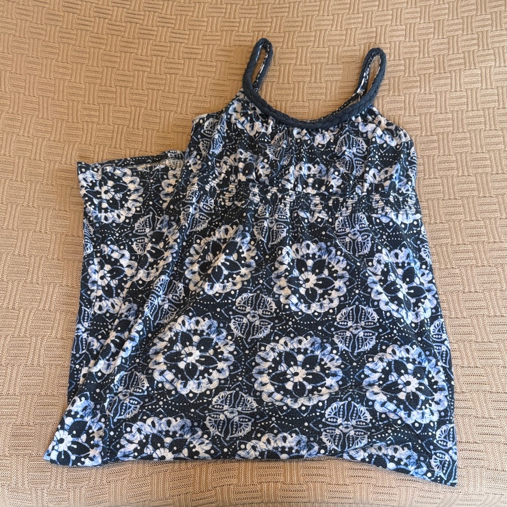 Faded Glory Navy and White Patterned Maxi Dress